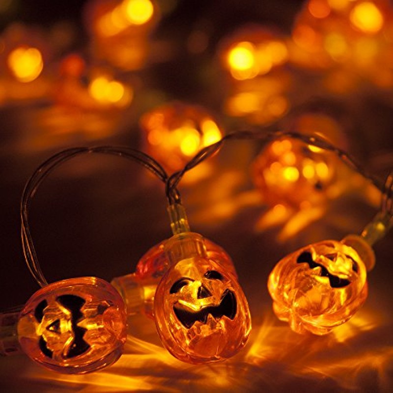 2 PACK LED Pumpkin String Lights for Halloween Party 22cm String Lights ...