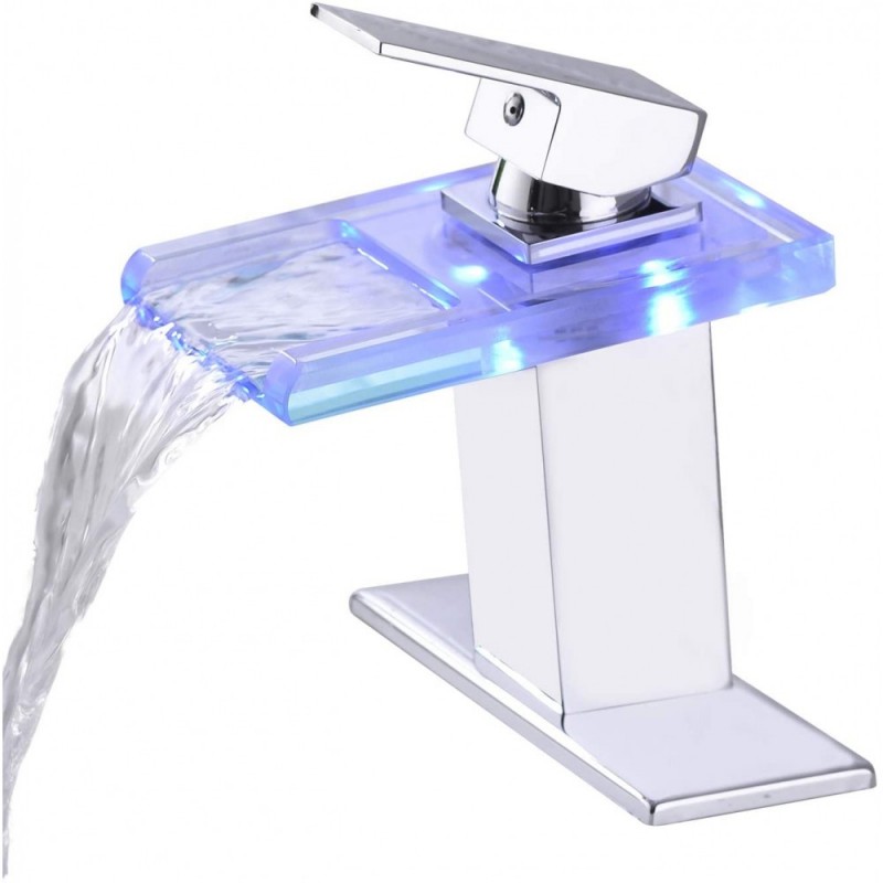 LED Waterfall Bathroom Faucet- Water Temperature Color Change Tap