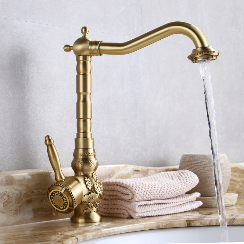Brass Kitchen Faucet Antique Single Handle Bathroom Faucet, Mixer Tap  Bronze Multifunctional Faucet, 360 Degree Swivel Spout Bathroom Sink  Faucet