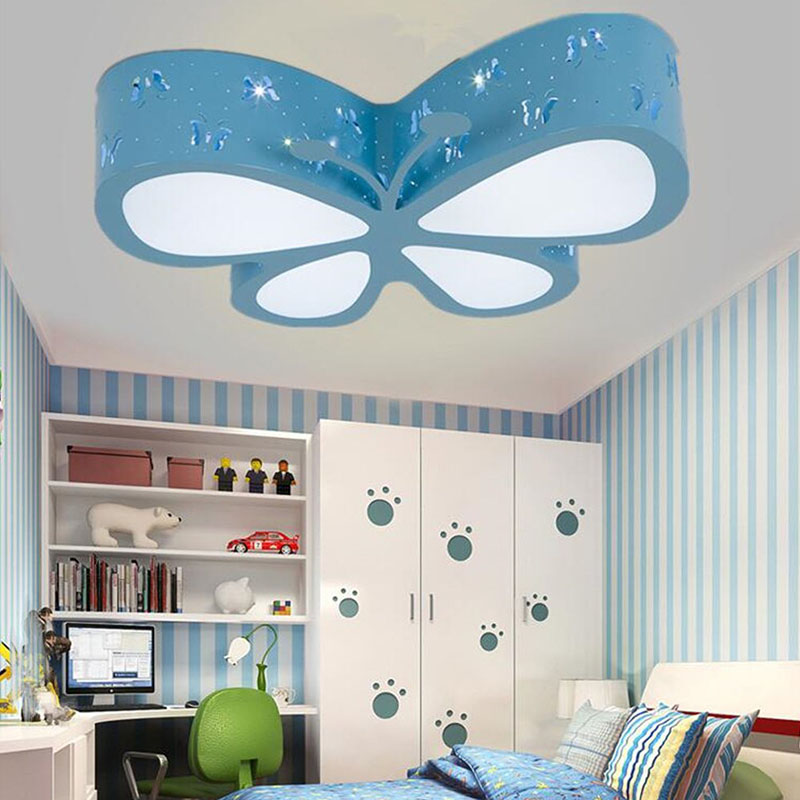 Yiyibyus Modern Children's Room Ceiling Light Bedroom Close to Ceiling Light Fixture LED Dimmable Creative Butterfly Lamp Kindergarten Girl's