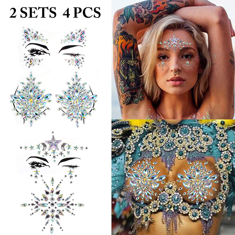 Temporary Tattoo Face Gems Festival Glitter Body Jewels Sticker